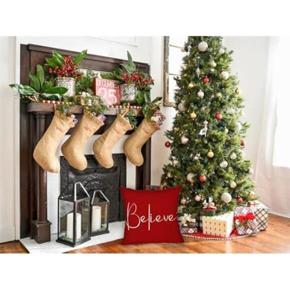 Christmas Throw Pillow Covers 18x18 Inch Set of 2 Merry Christmas - Picture 4 of 7